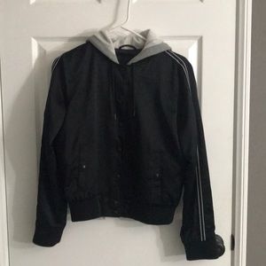 Black bomber jacket with stripe on side